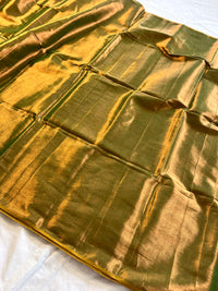 Handloom Mulmul Cotton Bengal Tissue Saree - golden Glow