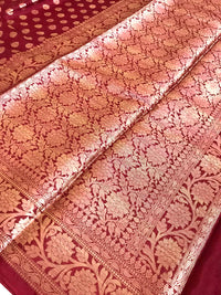 Semi Georgette Benarasi  Work Saree - Maroon