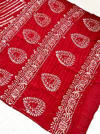 Mulmul Cotton Hand Crack Batik Print Saree