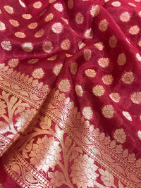 Semi Georgette Benarasi  Work Saree - Maroon