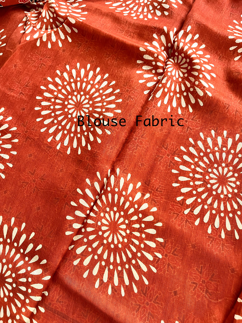 Chanderi Cotton Silk Ajrakh Print Saree - Rust Orange