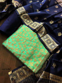 Brocade Suit Fabric With Banarasi Work Stole : Green