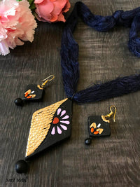 Handmade Terracotta Jewellery Set- Black