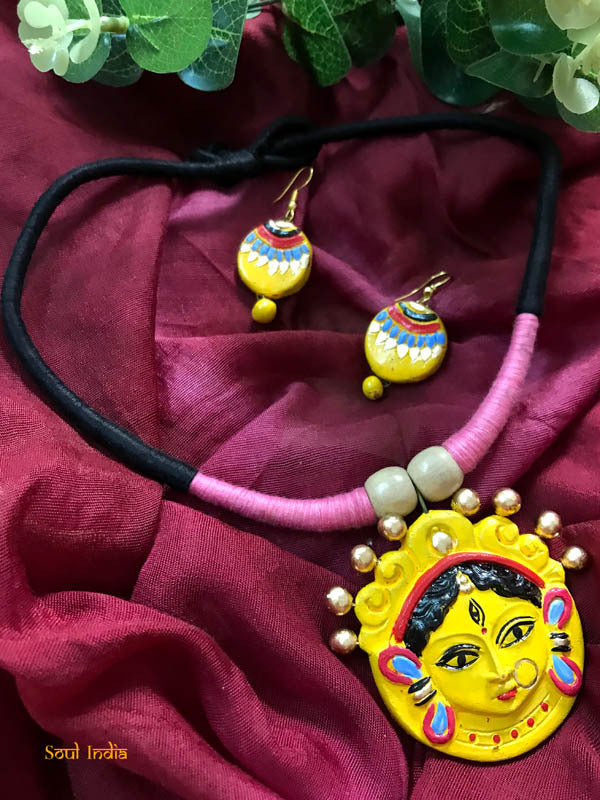 Handmade Terracotta Durga Necklace Set