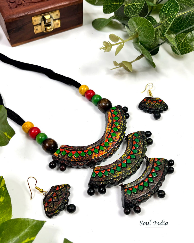 Handmade Cascade Style Terracotta Jewellery Set