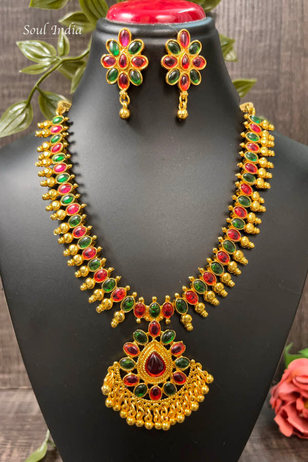 Temple Design Jewellery Set -Golden