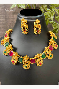 Temple Design Jewellery Set -Golden