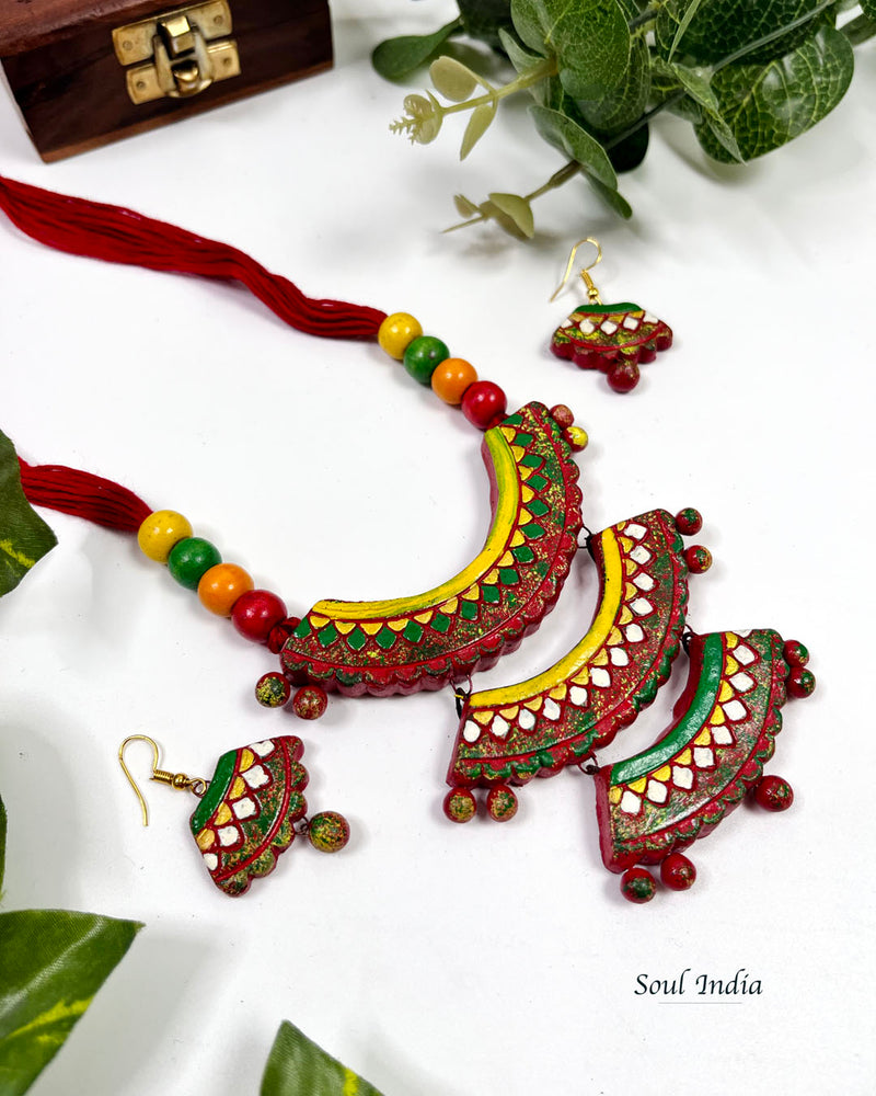 Handmade Cascade Style Terracotta Jewellery Set