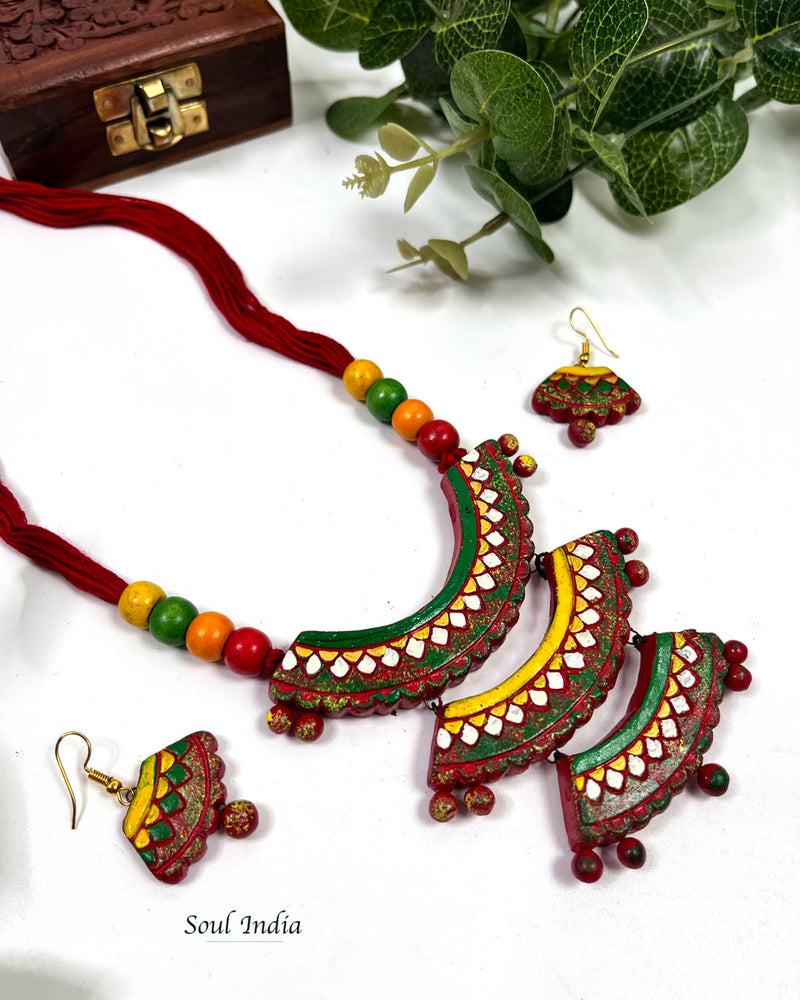 Handmade Cascade Style Terracotta Jewellery Set