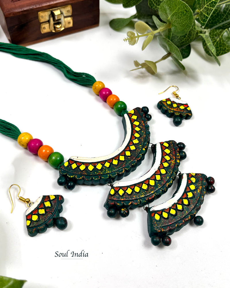 Handmade Cascade Style Terracotta Jewellery Set