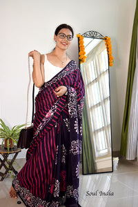 Mulmul Cotton Hand Crack Batik Print Saree