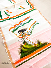 Independence Day Special Cotton Hand painted Saree