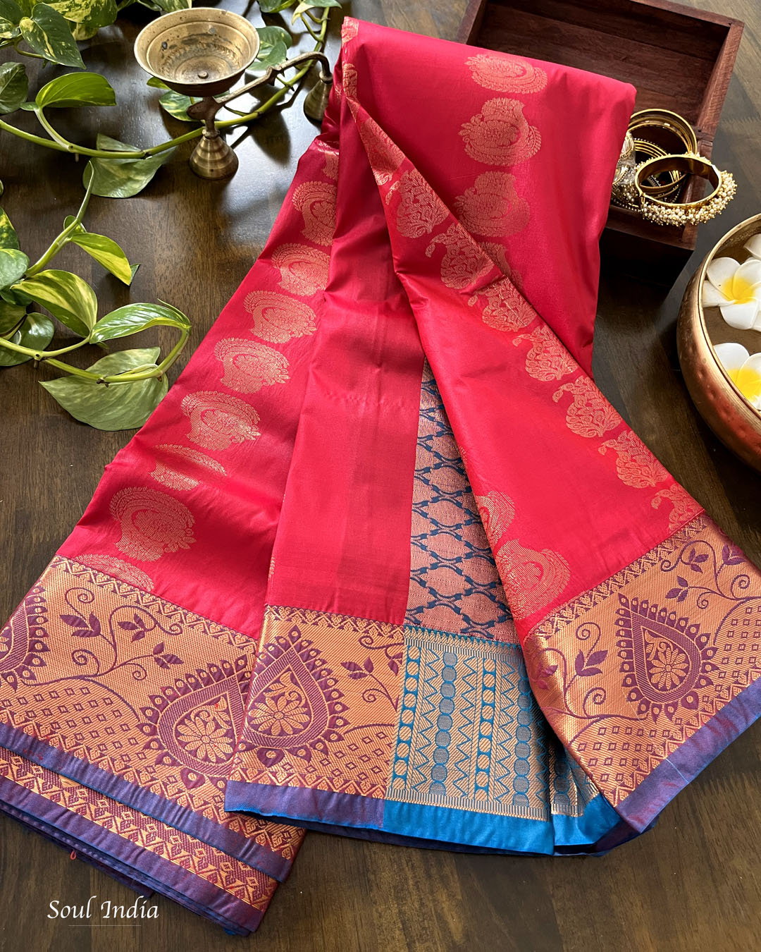 South Silk Kanjivaram Saree - Red