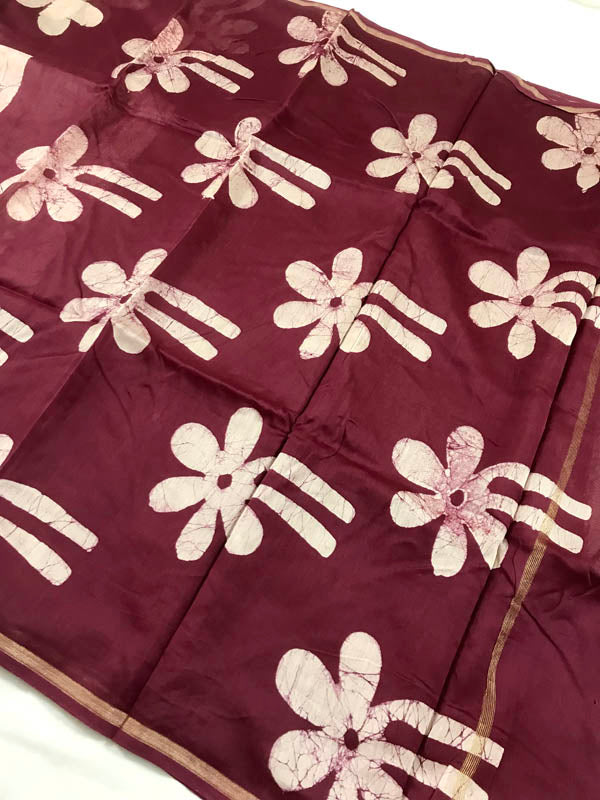 Chanderi Silk Cotton Batik Print  Saree