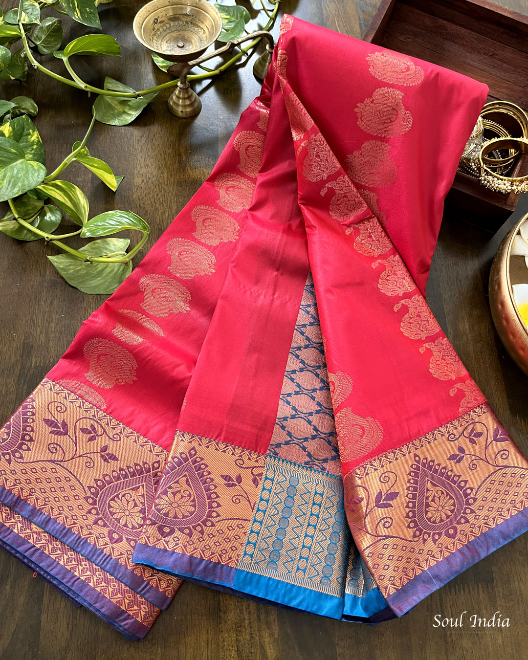 South Silk Kanjivaram Saree - Red