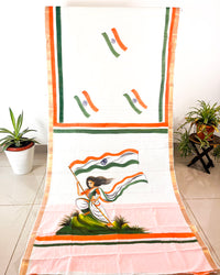 Independence Day Special Cotton Hand painted Saree