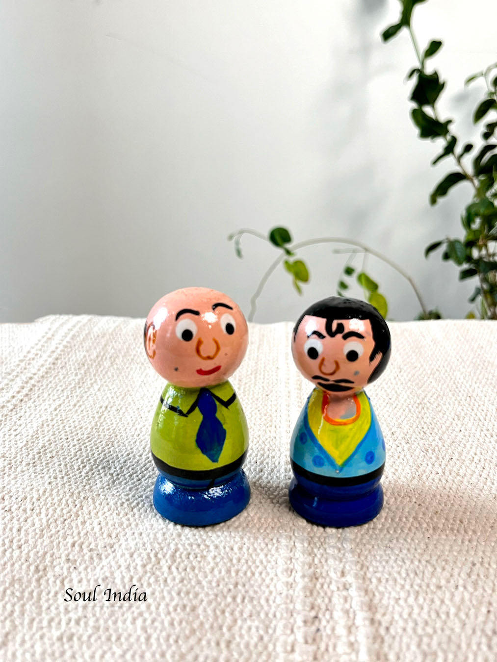 Handcrafted Wooden Motu Patlu Set