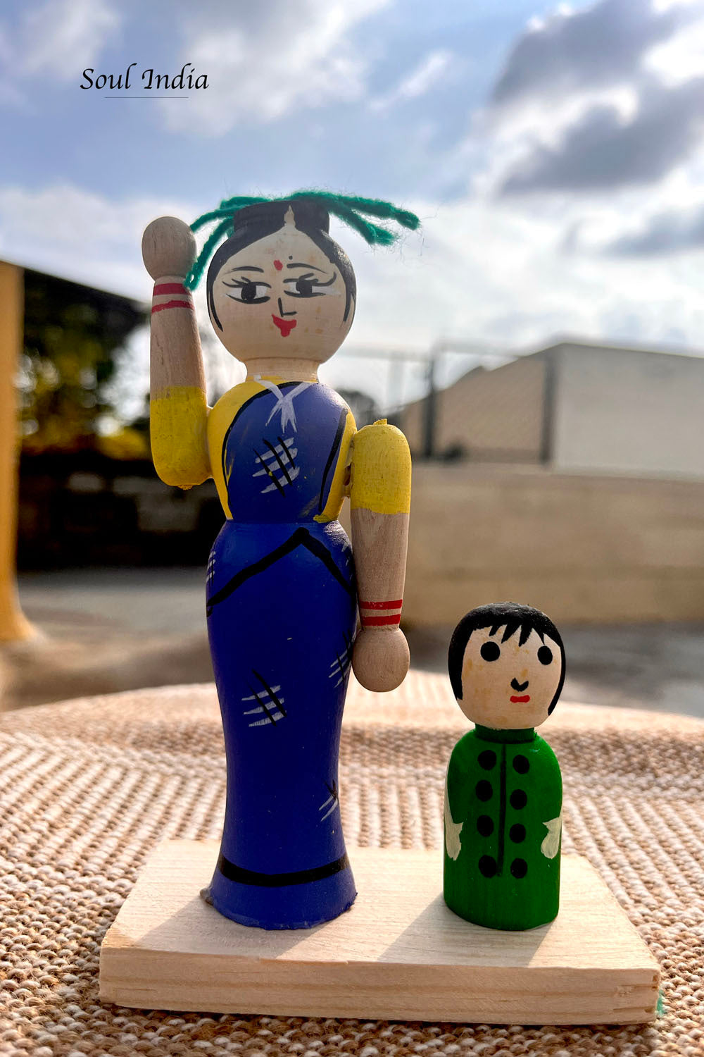 Handcrafted GI TAGGED Channapatna Wooden Mother & Child