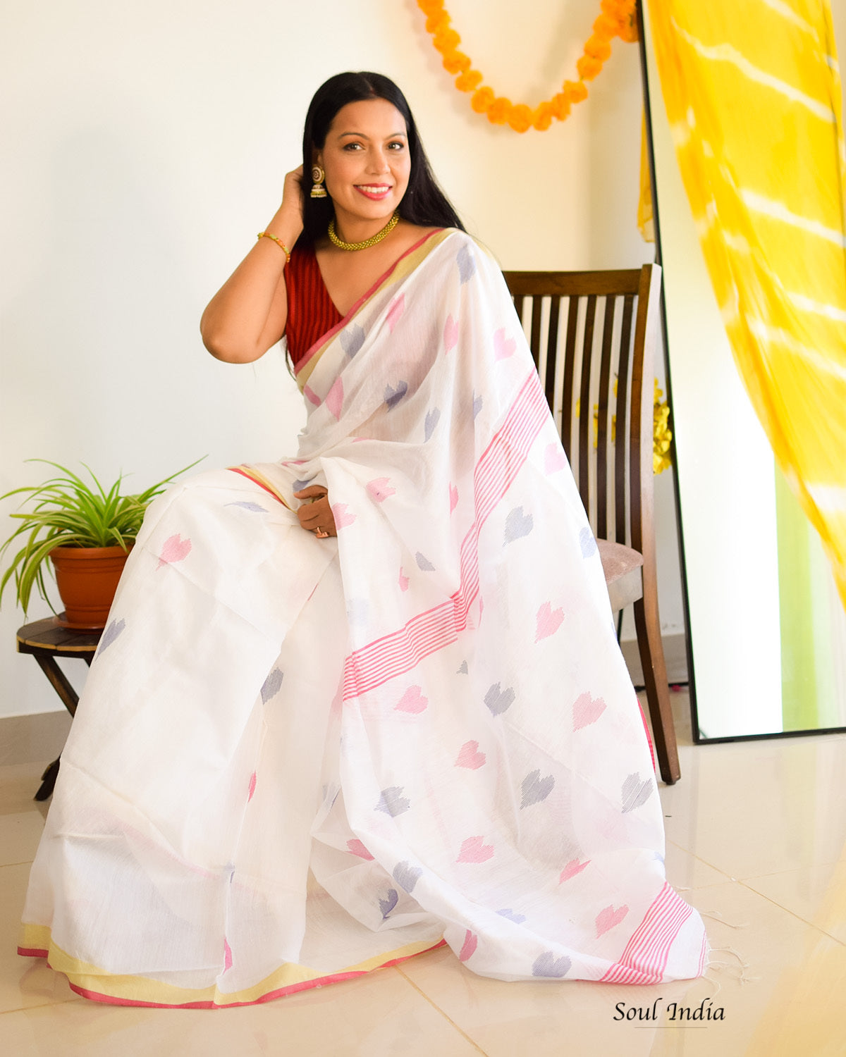 Sehar - Cotton Saree With Woven Design - Off White