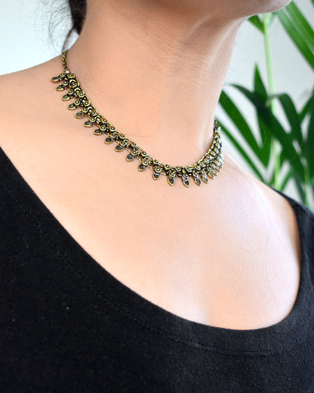 Antique Bronze Neo Ethnic Choker Necklace