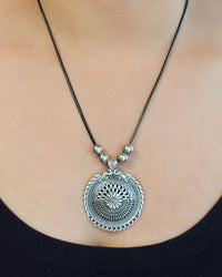 Oxidised Silver Neo Ethnic Pendant Necklace