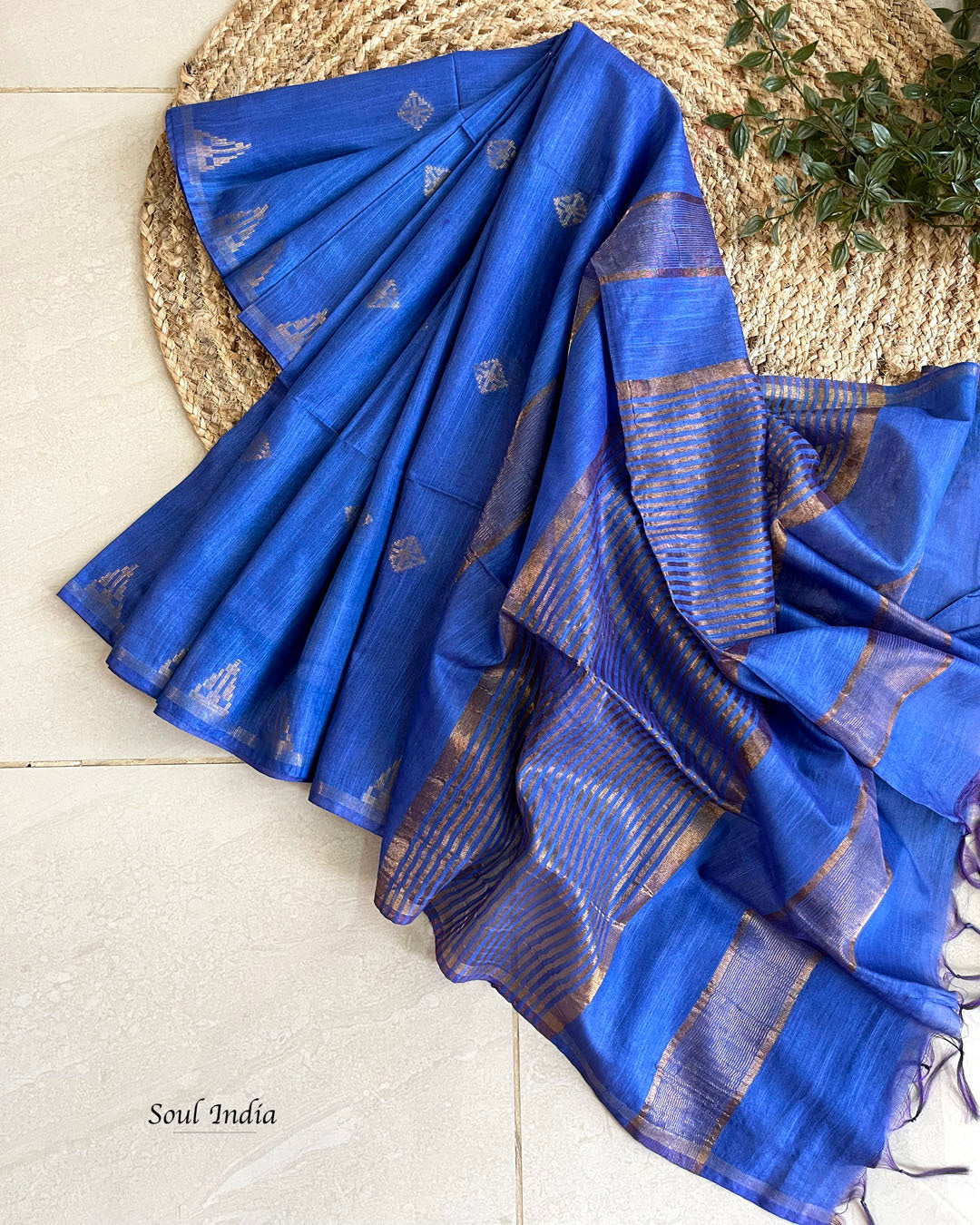 Bengal Silk Cotton With Zari Work - Blue