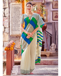 Bhagalpur Soft Silk Saree- Off White