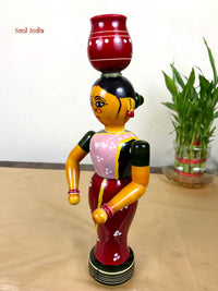 Handcrafted GI TAGGED ETTIKOPAKKA Wooden Woman Statue