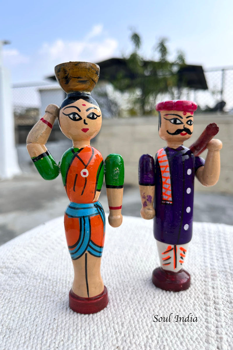 Handcrafted GI TAGGED Channapatna Wooden Farming farming Couple