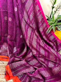 Handloom Pure Organic Linen Jamdani- Violet