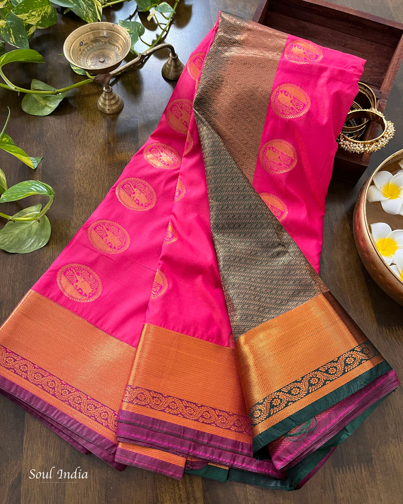 South Silk Kanjivaram Saree - Pink