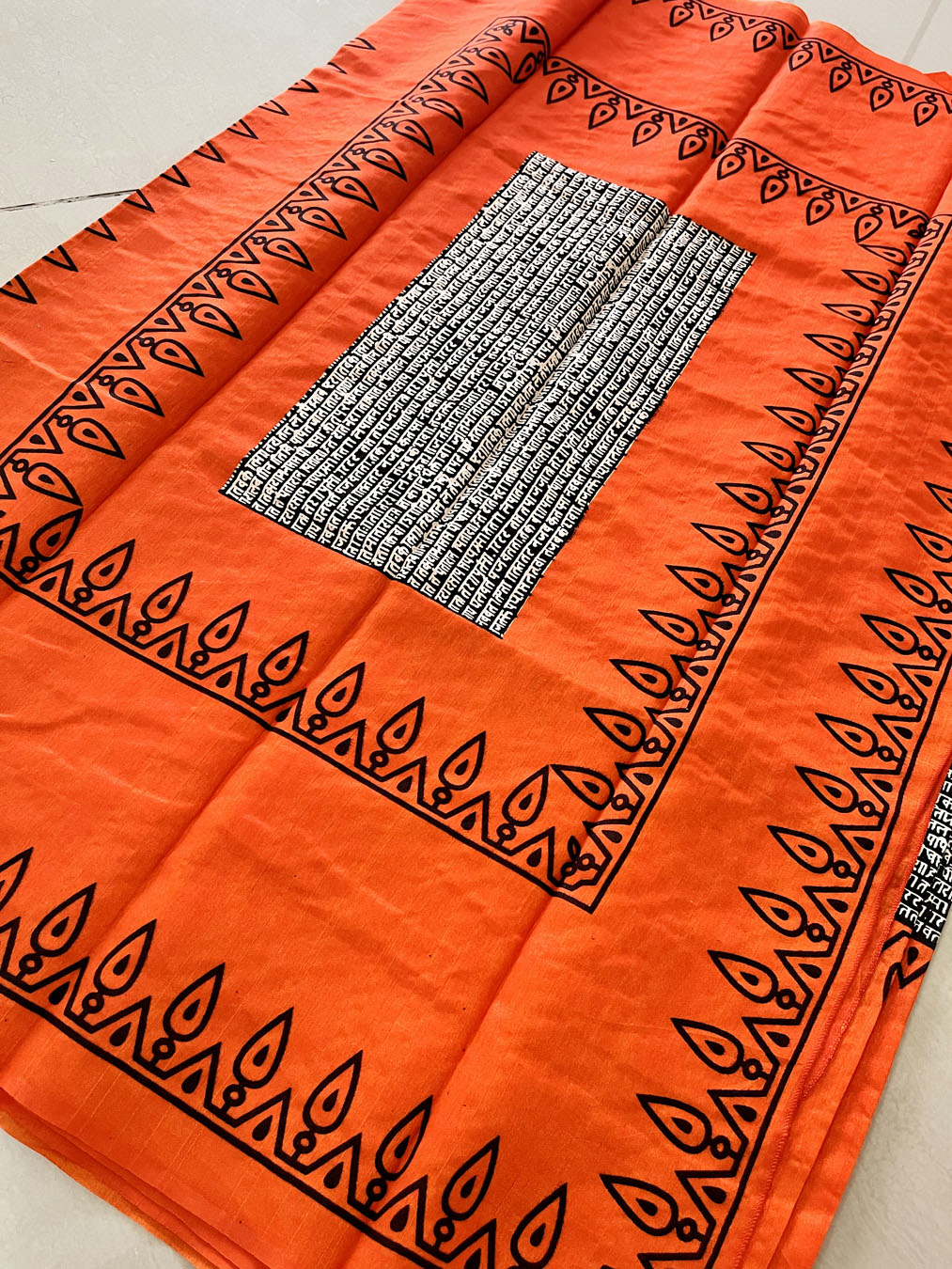 Bhagalpur Soft Silk Saree -Black & Orange