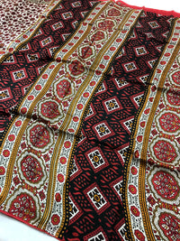 Authentic Bengal Pure Silk With Ajrakh print Saree