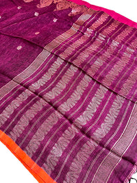 Handloom Pure Organic Linen Jamdani- Violet