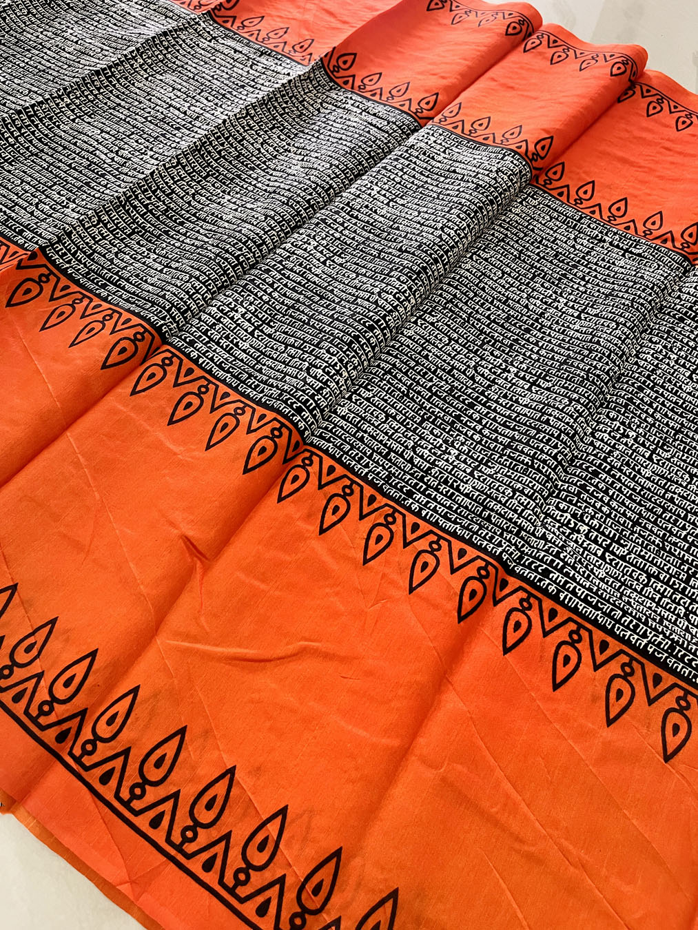 Bhagalpur Soft Silk Saree -Black & Orange