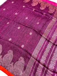 Handloom Pure Organic Linen Jamdani- Violet