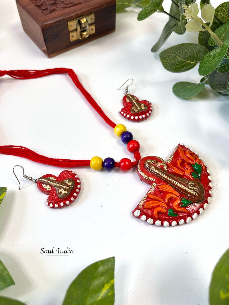 Handmade Terracotta Warli Art Jewellery Set