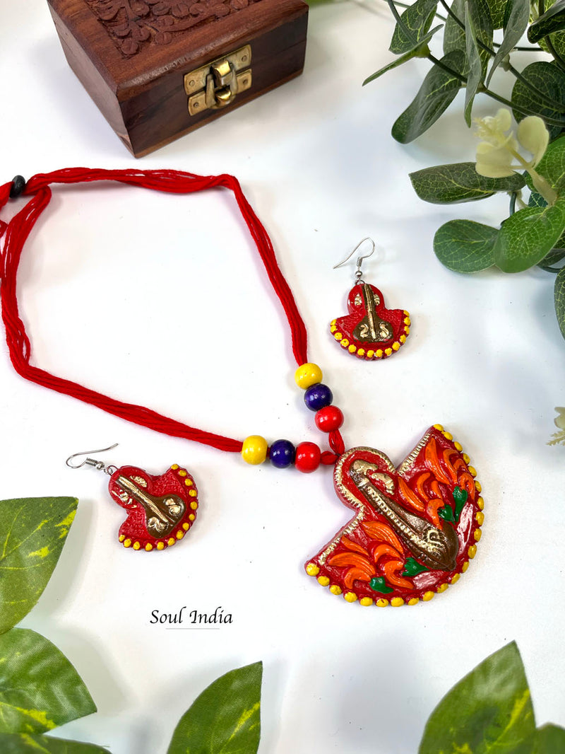 Handmade Terracotta Warli Art Jewellery Set