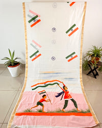 Independence Day Special Cotton Hand painted Saree