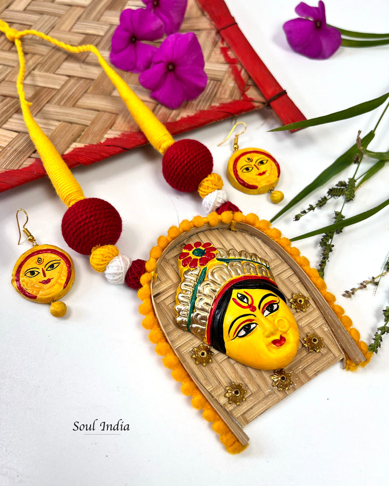 Handmade Terracotta Durga Terracotta Jewellery Set