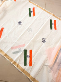 Independence Day Special Cotton Hand painted Saree