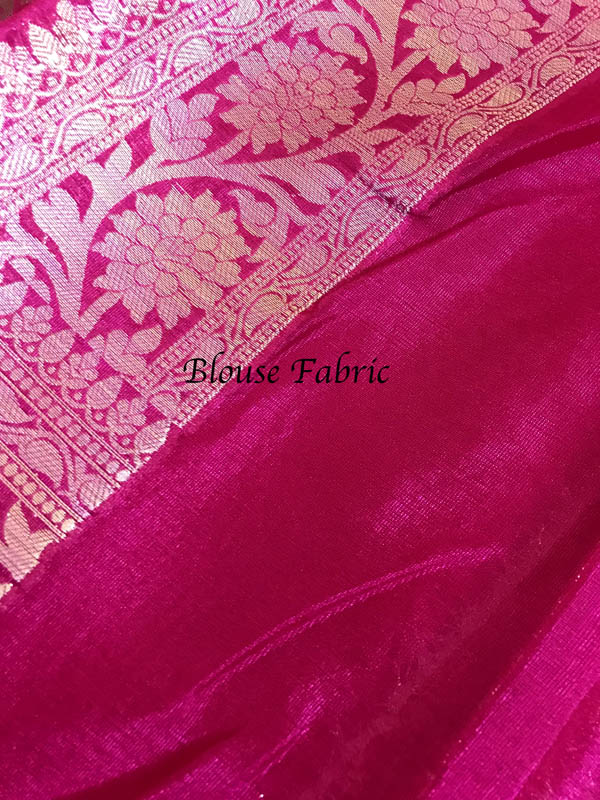 Semi Georgette Benarasi Work Saree- Black & Pink