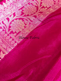 Semi Georgette Benarasi Work Saree- Black & Pink