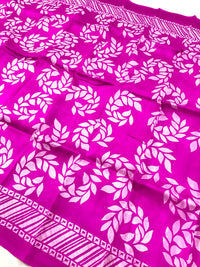 Authentic Bengal Pure Silk With Floral print Saree-Pink