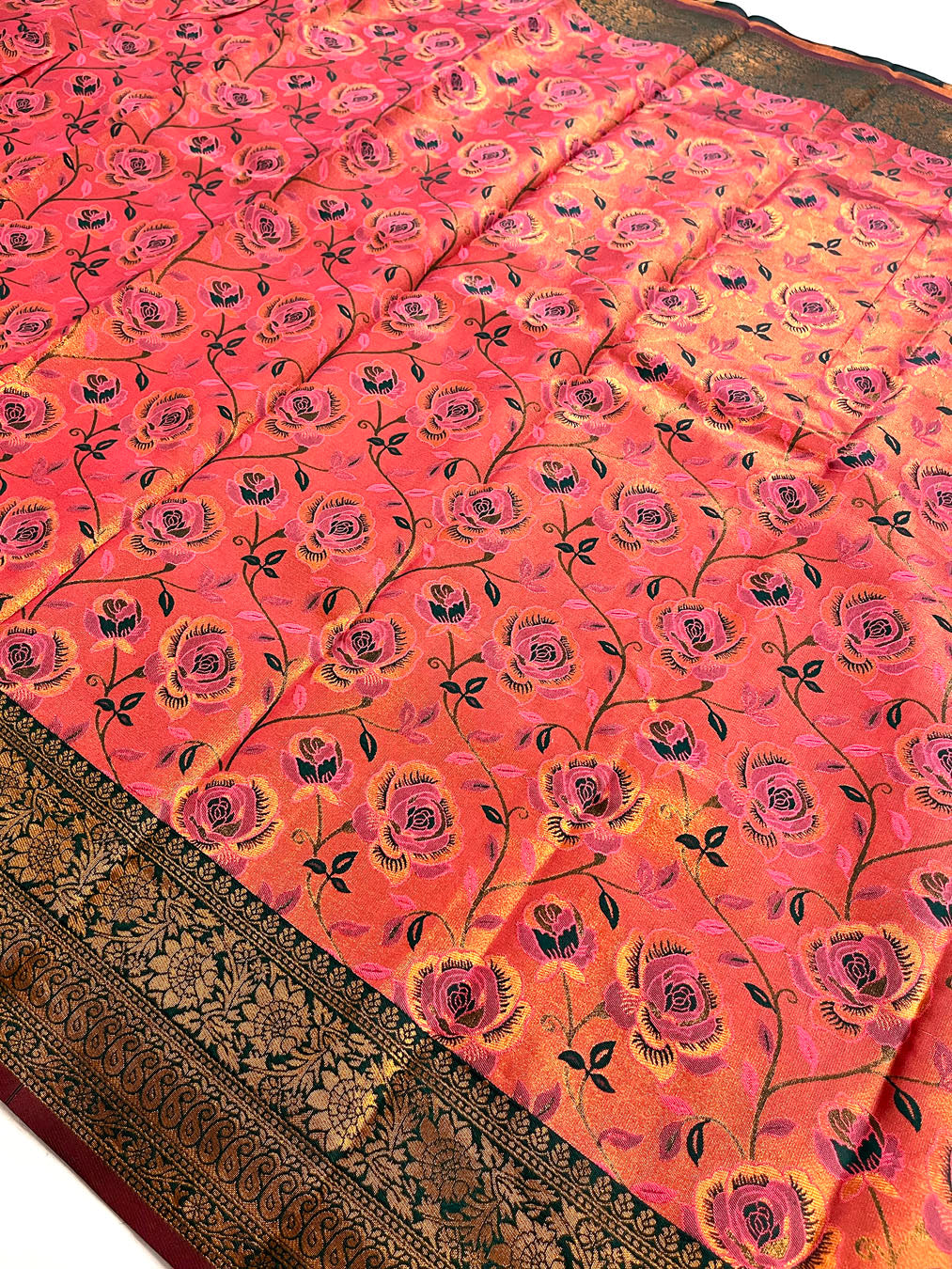 Contemporary Banarasi South Silk With Woven Floral Motifs - Rose Pink