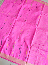 Bengal Silk Cotton With Jamdani Weave - Pink