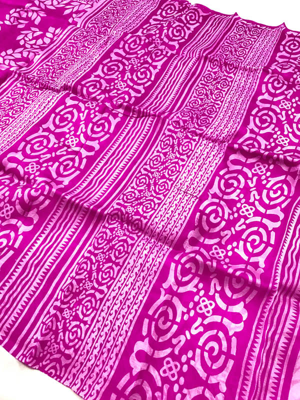 Authentic Bengal Pure Silk With Floral print Saree-Pink