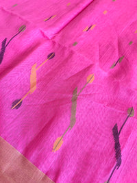 Bengal Silk Cotton With Jamdani Weave - Pink