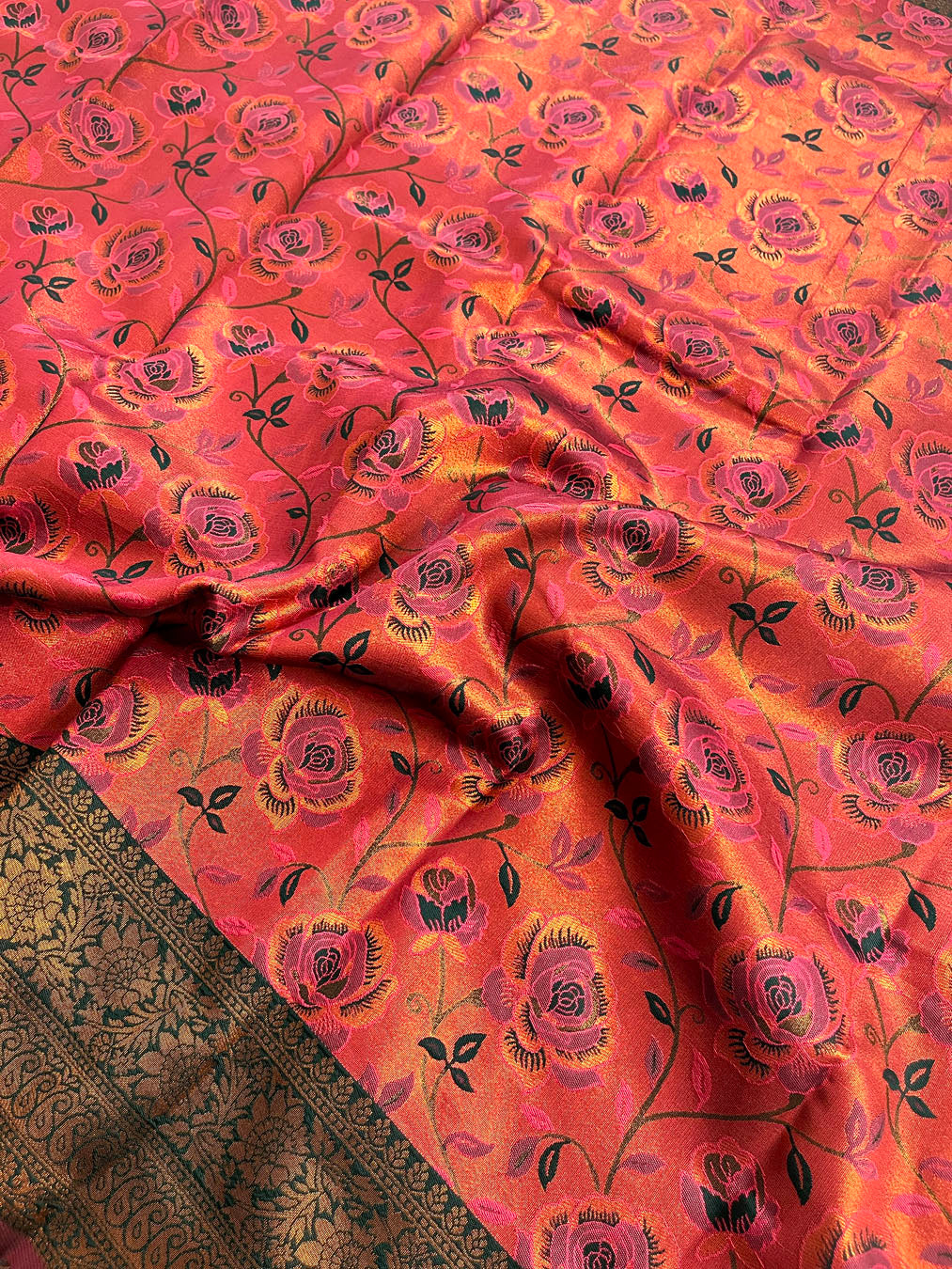 Contemporary Banarasi South Silk With Woven Floral Motifs - Rose Pink