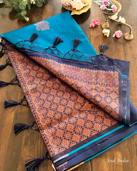 South Silk Saree With Heavy Zari Work-Blue